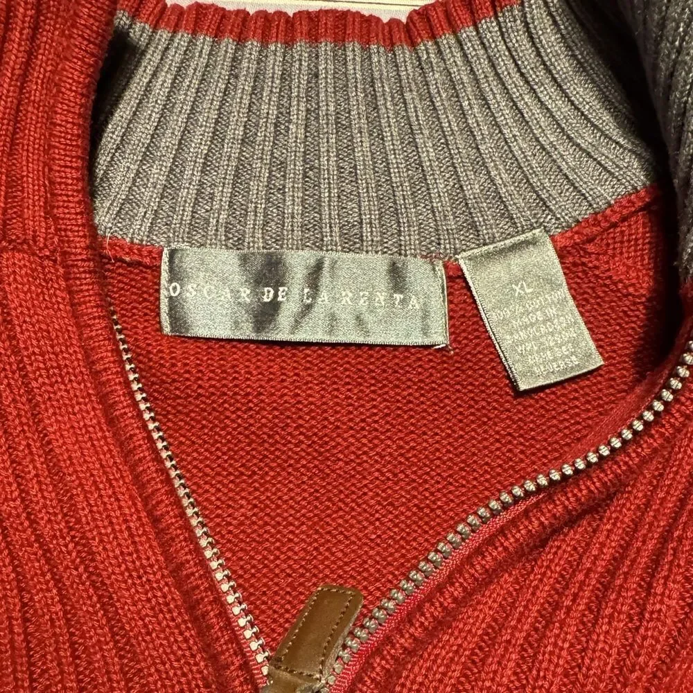 Oscar de la Renta Men’s Mock Neck Pullover Sweater w/ Zip Closure XL Like New